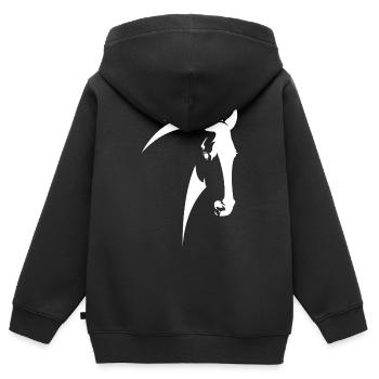 Pferdekopf - Kinder Premium Organic Zip Hoodie - Schwarz - Hinten - AI Model Kid Male (0cm)