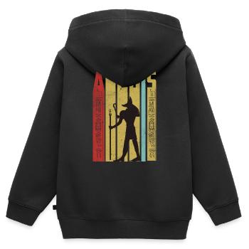 Égypte - Sweat Premium à capuche zippé enfant bio - noir - Dos - AI Model Kid Male (0cm)