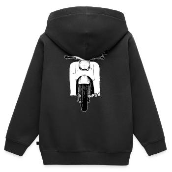 Schwalbe KR51 / Schwalbenfahrer / Ostalgie / Cyclomoteur - Sweat Premium à capuche zippé enfant bio - noir - Dos - AI Model Kid Male (0cm)