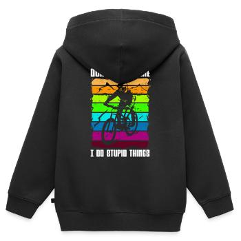 Dont follow me i do stupid things Mountainbike and - Kinder Premium Organic Zip Hoodie - Schwarz - Hinten - AI Model Kid Male (0cm)