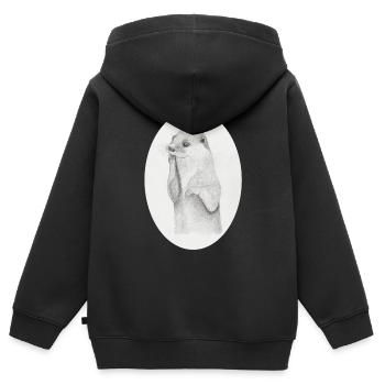 Otter Oval - Sweat Premium à capuche zippé enfant bio - noir - Dos - AI Model Kid Male (0cm)