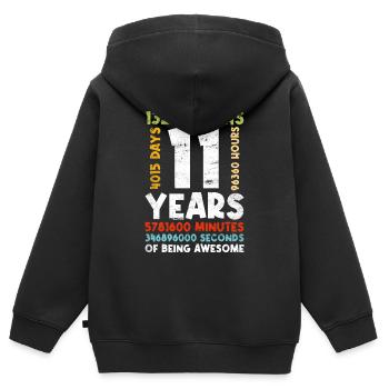11e anniversaire enfants 11 ans jeunes filles - Sweat Premium à capuche zippé enfant bio - noir - Dos - AI Model Kid Male (0cm)
