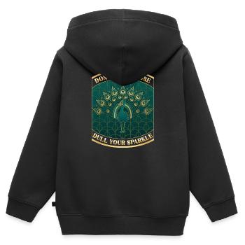 Peacock Art Déco Ne laissez personne ternir votre éclat - Sweat Premium à capuche zippé enfant bio - noir - Dos - AI Model Kid Male (0cm)