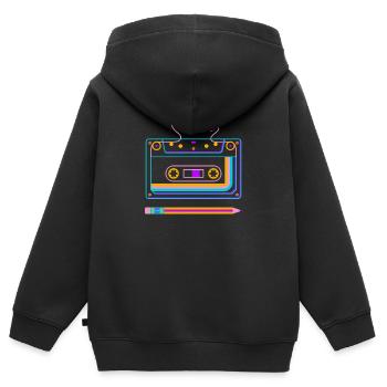 Retro Tape Cassette And Pen, 80s Eighties, Rewind - Kids Premium Organic Zip-up Hoodie - black - Back - AI Model Kid Male (0cm)