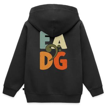 Guitare Basse EADG Clé De Basse Pour Bassiste - Sweat Premium à capuche zippé enfant bio - noir - Dos - AI Model Kid Male (0cm)