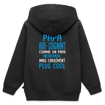 J'ai un papa aide-soignant plus cool - Sweat Premium à capuche zippé enfant bio - noir - Dos - AI Model Kid Male (0cm)