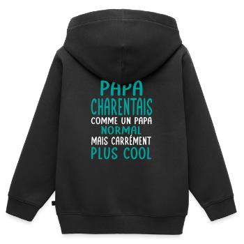 J'ai un papa Charentais plus cool - Sweat Premium à capuche zippé enfant bio - noir - Dos - AI Model Kid Male (0cm)