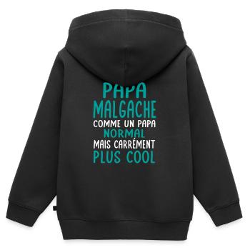 J'ai un papa Malgache plus cool - Sweat Premium à capuche zippé enfant bio - noir - Dos - AI Model Kid Male (0cm)