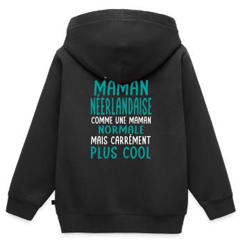 J'ai une maman Néerlandaise plus cool - Sweat Premium à capuche zippé enfant bio - noir - Dos - AI Model Kid Male (0cm)