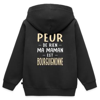 Je n'ai peur de rien ma maman est Bourguignonne - Sweat Premium à capuche zippé enfant bio - noir - Dos - AI Model Kid Male (0cm)