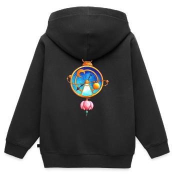 Montre Magique - Sweat Premium à capuche zippé enfant bio - noir - Dos - AI Model Kid Male (0cm)