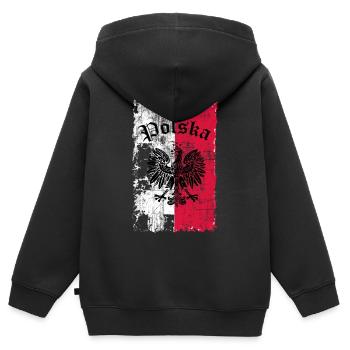 Polska - Kinder Premium Organic Zip Hoodie - Schwarz - Hinten - AI Model Kid Male (0cm)