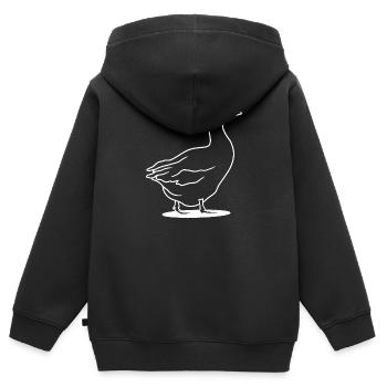 Gans - Kinder Premium Organic Zip Hoodie - Schwarz - Hinten - AI Model Kid Male (0cm)