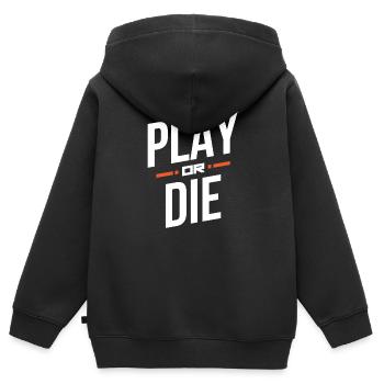 Jouer ou mourir - Sweat Premium à capuche zippé enfant bio - noir - Dos - AI Model Kid Male (0cm)