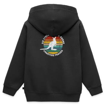 Känguru Witzige Sprüche Motiv - Kinder Premium Organic Zip Hoodie - Schwarz - Hinten - AI Model Kid Male (0cm)
