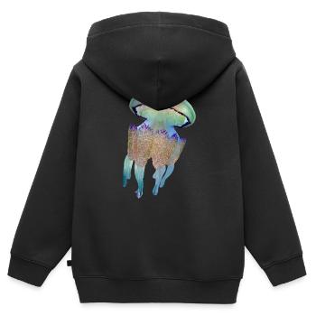 Quallen - Kinder Premium Organic Zip Hoodie - Schwarz - Hinten - AI Model Kid Male (0cm)