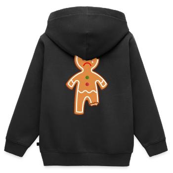 Homme en pain d’épice Homme Gingerbread Mi Mi Mi - Sweat Premium à capuche zippé enfant bio - noir - Dos - AI Model Kid Male (0cm)