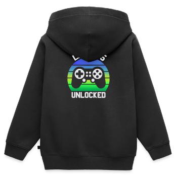 15e cadeau d'anniversaire, 15 ans d'anniversaire - Sweat Premium à capuche zippé enfant bio - noir - Dos - AI Model Kid Male (0cm)