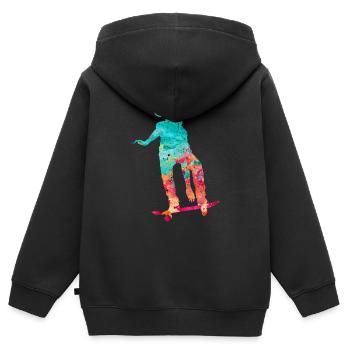 Skater Girl beim Skateboarden PopArt - Kinder Premium Organic Zip Hoodie - Schwarz - Hinten - AI Model Kid Male (0cm)