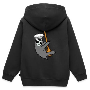 Fleißig Faultier Küche kochen Kochlöffel Hobbykoch - Kinder Premium Organic Zip Hoodie - Schwarz - Hinten - AI Model Kid Male (0cm)