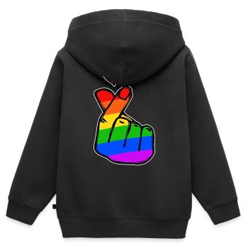 Peace Heart Love Rainbow Mouvement pour la paix - Sweat Premium à capuche zippé enfant bio - noir - Dos - AI Model Kid Male (0cm)