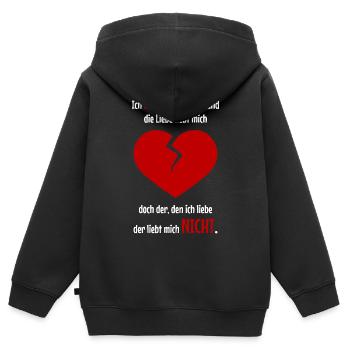 Herzschmerz für ihn - Kinder Premium Organic Zip Hoodie - Schwarz - Hinten - AI Model Kid Male (0cm)