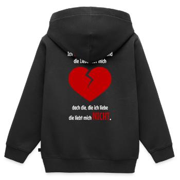 Herzschmerz für sie - Kinder Premium Organic Zip Hoodie - Schwarz - Hinten - AI Model Kid Male (0cm)