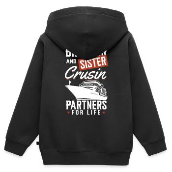 Kreuzfahrt - Kinder Premium Organic Zip Hoodie - Schwarz - Hinten - AI Model Kid Male (0cm)