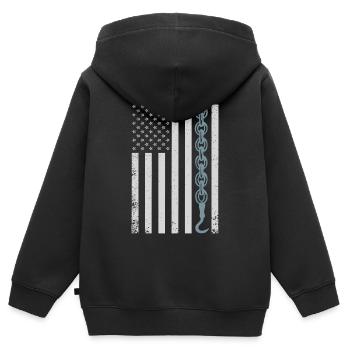 Service de dépannage - Sweat Premium à capuche zippé enfant bio - noir - Dos - AI Model Kid Male (0cm)