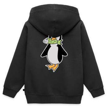 Süß Pinguin Vogel Tier Seevogel Arktis - Kinder Premium Organic Zip Hoodie - Schwarz - Hinten - AI Model Kid Male (0cm)