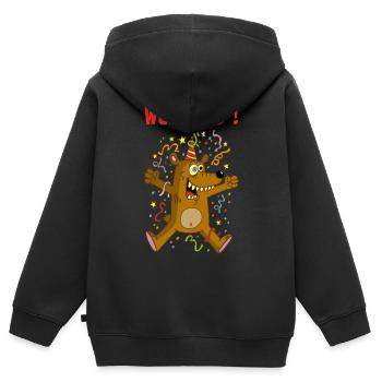 Ours en week-end - Sweat Premium à capuche zippé enfant bio - noir - Dos - AI Model Kid Male (0cm)