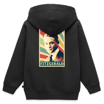 Scott Fitzgerald Vintage Farben - Kinder Premium Organic Zip Hoodie - Schwarz - Hinten - AI Model Kid Male (0cm)
