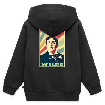 Oscar Wilde Vintage Farben - Kinder Premium Organic Zip Hoodie - Schwarz - Hinten - AI Model Kid Male (0cm)