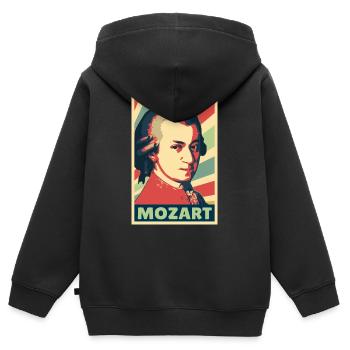 Mozart Vintage Farben - Kinder Premium Organic Zip Hoodie - Schwarz - Hinten - AI Model Kid Male (0cm)