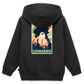 Leonardo da Vinci Colors Vintage - Sweat Premium à capuche zippé enfant bio - noir - Dos - AI Model Kid Male (0cm)