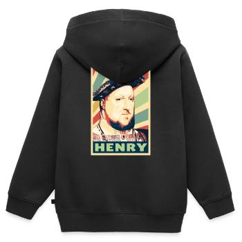 Rey Henry 8 colores vintage - Sweat Premium à capuche zippé enfant bio - noir - Dos - AI Model Kid Male (0cm)