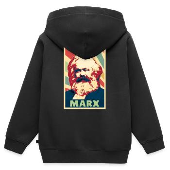 Karl Marx Vintage Colors - Kids Premium Organic Zip-up Hoodie - black - Back - AI Model Kid Male (0cm)