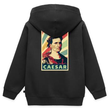 Julio César Colores vintage - Sweat Premium à capuche zippé enfant bio - noir - Dos - AI Model Kid Male (0cm)