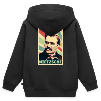 Friedrich Nietzsche Colores vintage - Sweat Premium à capuche zippé enfant bio - noir - Dos - AI Model Kid Male (0cm)