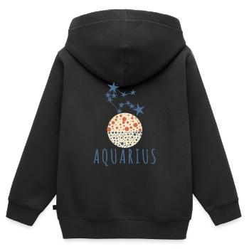 La constellation du Verseau - Sweat Premium à capuche zippé enfant bio - noir - Dos - AI Model Kid Male (0cm)