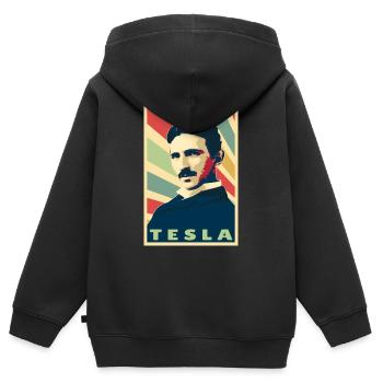 Nikola Tesla - Sweat Premium à capuche zippé enfant bio - noir - Dos - AI Model Kid Male (0cm)