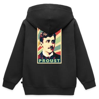 Marcel Proust Vintage Colores - Sweat Premium à capuche zippé enfant bio - noir - Dos - AI Model Kid Male (0cm)