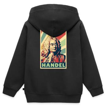 Georg Friedrich Händel Vintage Farben - Kinder Premium Organic Zip Hoodie - Schwarz - Hinten - AI Model Kid Male (0cm)