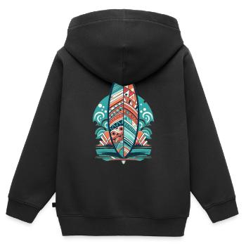 Planche de surf - Sweat Premium à capuche zippé enfant bio - noir - Dos - AI Model Kid Male (0cm)