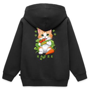 Bio Katze - Kinder Premium Organic Zip Hoodie - Schwarz - Hinten - AI Model Kid Male (0cm)