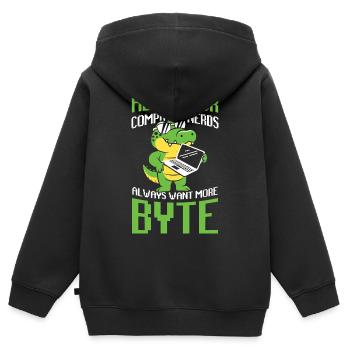 Alligator Computer Nerd Byte für Krokodil Fan - Kinder Premium Organic Zip Hoodie - Schwarz - Hinten - AI Model Kid Male (0cm)