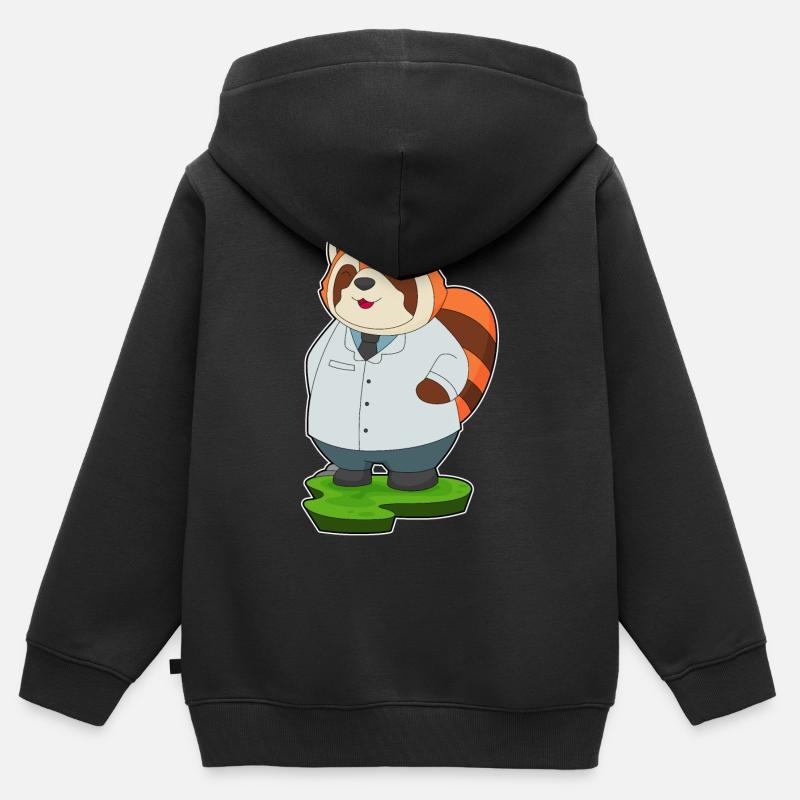 Médecin panda roux - Sweat Premium à capuche zippé enfant bio - noir