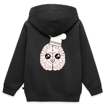Gehirn Koch Kochmütze schlau kochen Kochkunst - Kinder Premium Organic Zip Hoodie - Schwarz - Hinten - AI Model Kid Male (0cm)