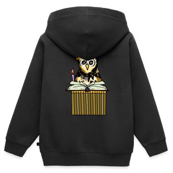 Eule Uhu Lehrer Klug Weise Gelehrter Lehrer Job - Kinder Premium Organic Zip Hoodie - Schwarz - Hinten - AI Model Kid Male (0cm)