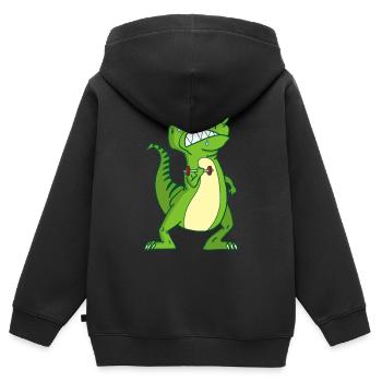 Die Stärke des Tyrannosaurus Rex - Kinder Premium Organic Zip Hoodie - Schwarz - Hinten - AI Model Kid Male (0cm)